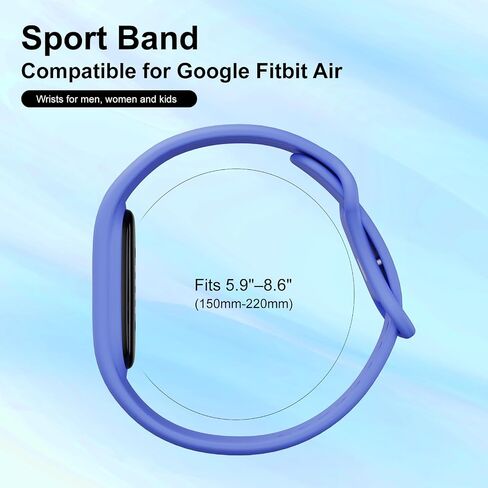سوار من السيليكون متوافق مع Google Fitbit Air، مقاوم للعرق والماء | حزام رياضي خفيف الوزن وجيد التهوية من أجل Fit Bit Air للنساء والرجال لممارسة التمارين اليومية والسباحة والنوم، لافندر in Kuwait