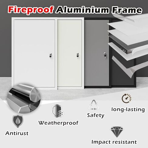 White Plumbing Access Doors with Lock & Key，1500 1400 1000 600 500 900 800 Mm Inspection Doors Service Hatch White/Service Shaft Door, Wall Hole Cover - Commercial/Household(300x1100mm) in Kuwait