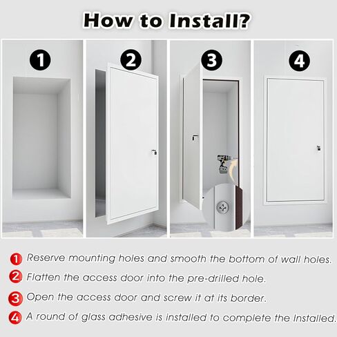 White Plumbing Access Doors with Lock & Key，1500 1400 1000 600 500 900 800 Mm Inspection Doors Service Hatch White/Service Shaft Door, Wall Hole Cover - Commercial/Household(300x1100mm) in Kuwait