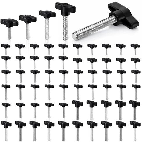 Cididu 60 Pcs Thumb Screws Kit, 4MM M5 M6 M8 Plastic Tee Wing Thumb Screws, Carbon Steel Thread Clamping Knob, Quick Remove Hand Tighten Bolts for Machine Equipment Woodworking, 4 Size in Kuwait