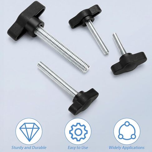 Cididu 60 Pcs Thumb Screws Kit, 4MM M5 M6 M8 Plastic Tee Wing Thumb Screws, Carbon Steel Thread Clamping Knob, Quick Remove Hand Tighten Bolts for Machine Equipment Woodworking, 4 Size in Kuwait