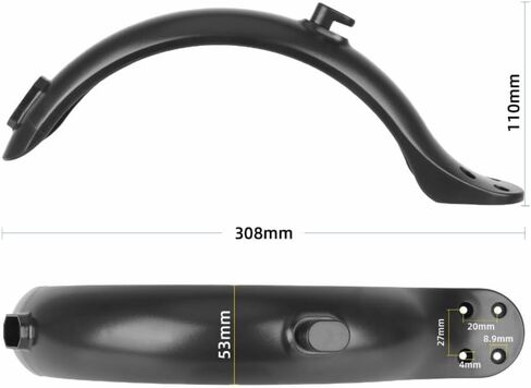 Rear Mudguard, Scooter 4 Hole Splash-Proof Fender Rear Bracket Scooter Replacement Compatible with M365 Electric Scooter Accessory Support ​(Black)​ in Kuwait