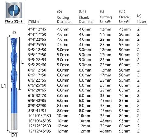 Spiral Router Bits 2 Flute Cutter 3.175-12mm Shank Left Hand Down Carbide End Mill Up Compression Bit for Wood Carving in Kuwait
