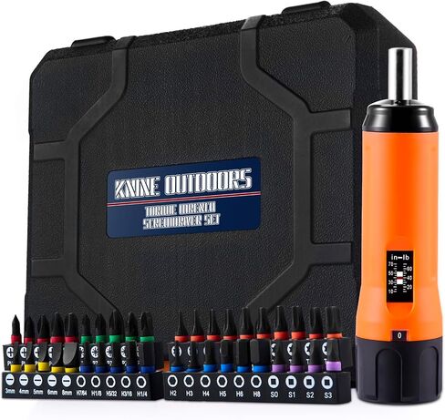 KNINE OUTDOORS طقم مفكات عزم الدوران وجع مفك 10-70 بوصة رطل للصيانة مع مقبض T-bar، 40 قطعة سداسية، مقبس 1/4 بوصة، امتداد العمود، للأدوات، إصلاح الدراجة وتركيبها (أسود) in Kuwait