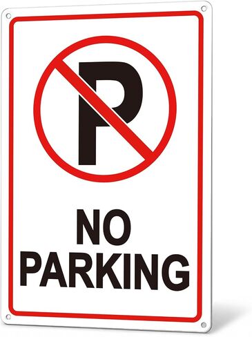 No Parking Sign Reflective Aluminum Metal Sign for Driveway 12x8 Inch | Reflective aluminum sign with UV protection. Ideal for driveways, garages, gates and private property. in Kuwait