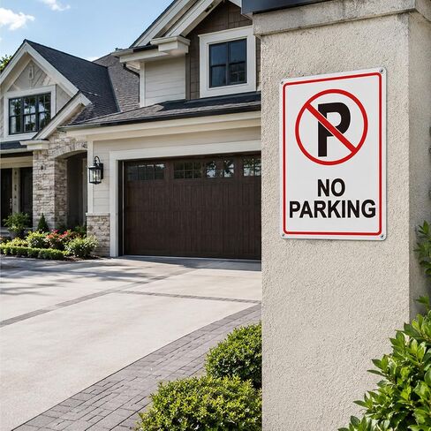 No Parking Sign Reflective Aluminum Metal Sign for Driveway 12x8 Inch | Reflective aluminum sign with UV protection. Ideal for driveways, garages, gates and private property. in Kuwait