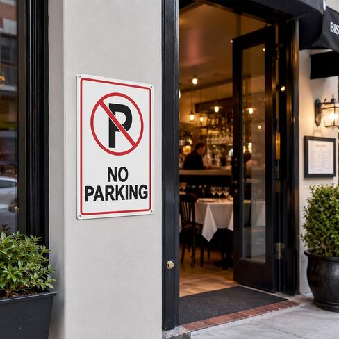 No Parking Sign Reflective Aluminum Metal Sign for Driveway 12x8 Inch | Reflective aluminum sign with UV protection. Ideal for driveways, garages, gates and private property. in Kuwait