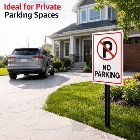 No Parking Sign Reflective Aluminum Metal Sign for Driveway 12x8 Inch | Reflective aluminum sign with UV protection. Ideal for driveways, garages, gates and private property. in Kuwait