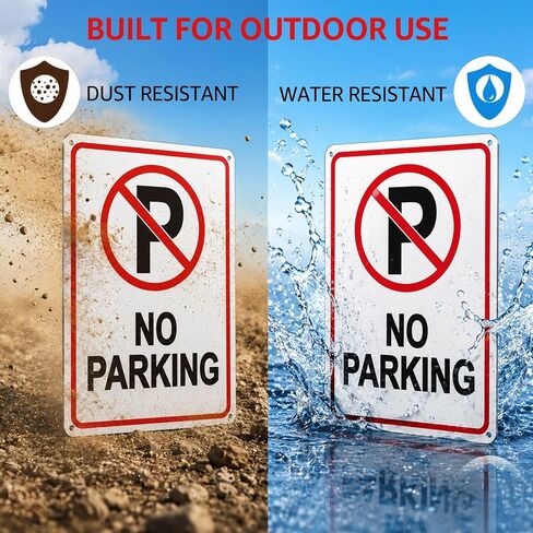 No Parking Sign Reflective Aluminum Metal Sign for Driveway 12x8 Inch | Reflective aluminum sign with UV protection. Ideal for driveways, garages, gates and private property. in Kuwait