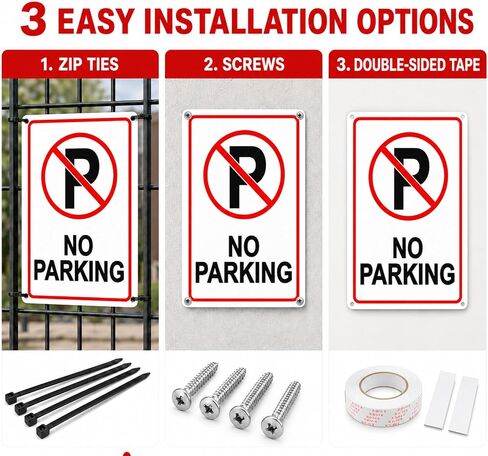 No Parking Sign Reflective Aluminum Metal Sign for Driveway 12x8 Inch | Reflective aluminum sign with UV protection. Ideal for driveways, garages, gates and private property. in Kuwait