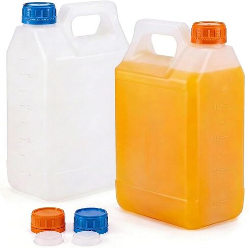 DEMORA 1 Gallon Water Jug, Water Oil Storage Containers Graduated Heavy Duty Liquid Containers with Lids for Kitchen Automotive Travel, Easy to Carry, Food Grade HDPE, BPA Free (Translucent, 2 Pcs) in Kuwait