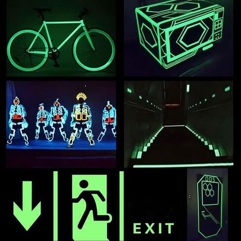 Glow in the Dark Tape - 0.39" x 118" Luminous Safety Marking Tape, Self-Adhesive Fluorescent Emergency Roll for Stairs, Steps, Walls and Outdoor Path - Long-Lasting Night Glow Guide in Kuwait