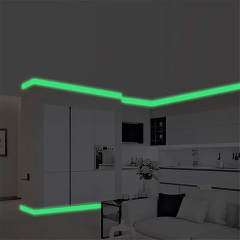 Glow in the Dark Tape - 0.39" x 118" Luminous Safety Marking Tape, Self-Adhesive Fluorescent Emergency Roll for Stairs, Steps, Walls and Outdoor Path - Long-Lasting Night Glow Guide in Kuwait