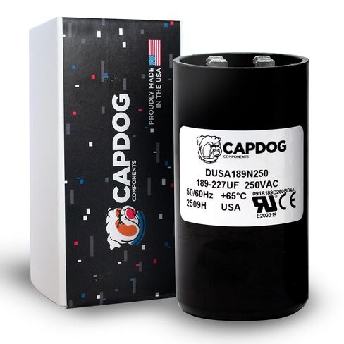 Capdog الولايات المتحدة الأمريكية صنع 189-227 فائق التوهج MFD 110/125/250 VAC استبدال مكثف بدء تشغيل المحرك لـ 2MET7 44ZU52 11051 11951 CAP-189-250 والمزيد in Kuwait