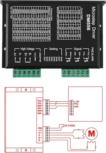 DM556 CNC Digital Stepper Driver - 2-Phase Stepper Motor Controller, 20-50V DC Max 5.6A, 128 Subdivision for Nema 23, 24 and Nema 34 Motors in Kuwait