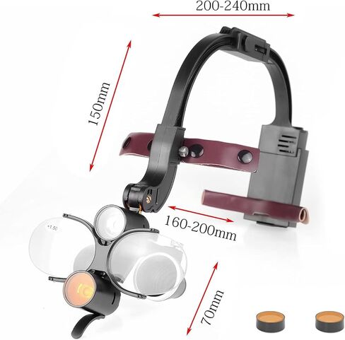 5 واط LED رئيس مصباح 3.5X التكبير مجهر Loupes قوس قابل للتعديل مع ضوء مزدوج مكبرة نظارات الألومنيوم حالة سوداء in Kuwait