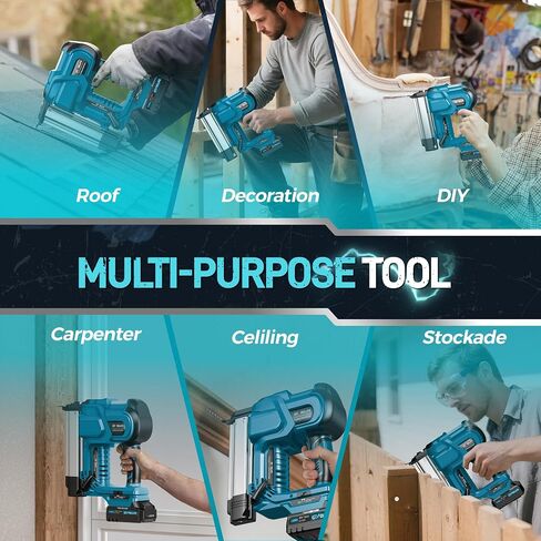 GEVEELIFE Cordless 2 "Brad Nailer، 2 في 1 20 فولت مسدس أظافر لاسلكي مع بطاريات 2 × 2.0 أمبير، مسدس أظافر 18 جيجا ومسدس أساسي، 1000 قطعة أظافر، عمق قابل للتعديل، وضعان لنجارة الخشب in Kuwait