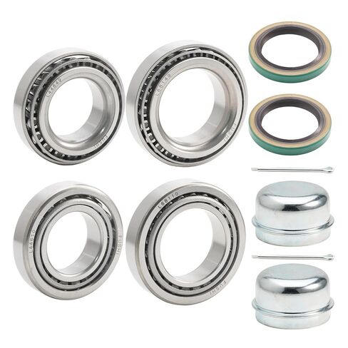 مجموعتان تناسب مجموعة محامل محور عجلات المقطورة 1-3/8 بوصة 1-1/16 بوصة، L44649/10 L68149/10,171255TB ختم OD 1.719 بوصة، غطاء غبار ودبوس كوتر. in Kuwait