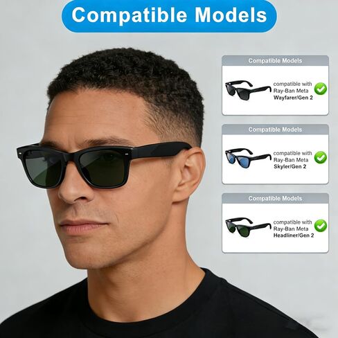 متوافقة مع وسادات الأنف Rayban Meta Wayfarer RW4006/4008 & Gen 2 RW4012(53 مم و50 مم)، وسادات جسر الأنف الإسفنجية الناعمة in Kuwait