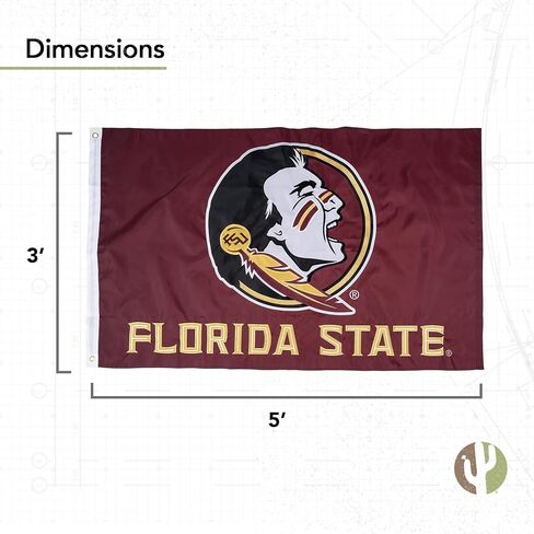 Desert Cactus Florida State University Flag - 3x5 Ft Embroidered Banner for Indoor/Outdoor Use, FSU Seminoles Design, for Events and Home Décor (Embroidered Design B) in Kuwait