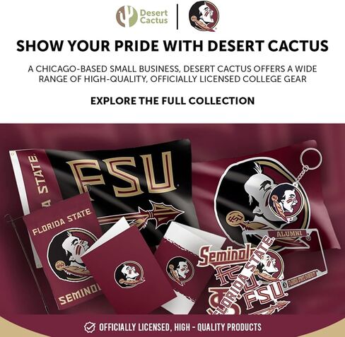 Desert Cactus Florida State University Flag - 3x5 Ft Embroidered Banner for Indoor/Outdoor Use, FSU Seminoles Design, for Events and Home Décor (Embroidered Design B) in Kuwait