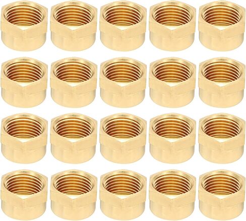 PATIKIL 1/2" NPT Female Brass Pipe Fitting Cap, 20Pcs Hex Head Brass Tubing Cap Thread Ends Cap Sealing Fittings for Refrigeration, Gas, Air, Water, Oil Line, Brass Tone in Kuwait