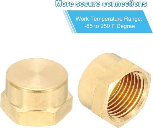 PATIKIL 1/2" NPT Female Brass Pipe Fitting Cap, 20Pcs Hex Head Brass Tubing Cap Thread Ends Cap Sealing Fittings for Refrigeration, Gas, Air, Water, Oil Line, Brass Tone in Kuwait