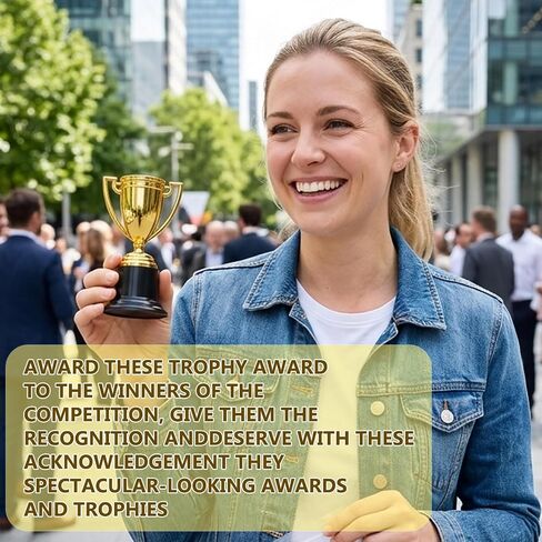 16PCS Mini Trophies, Mini Trophy and Trophy, Small Golden Award Cup with Black Base for Classroom, Party Favors or Recognition Events in Kuwait