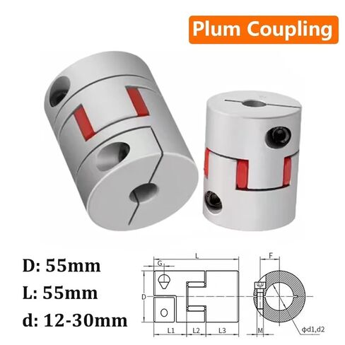 Flexible Clamp Coupler D55L55 Shaft Size Jaw Coupling 12/14/15/16/18/20/22mm-30mm 1Pcs(14x20mm) in Kuwait