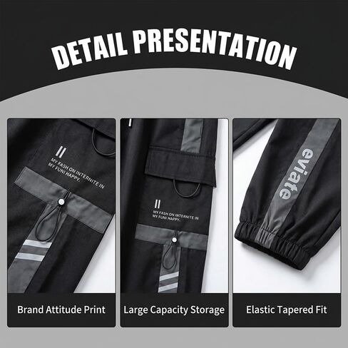Mens Casual Cargo Pants Hiking Workout Joggers Stretch Quick Dry Athletic Sweatpants with 4 Pockets in Kuwait
