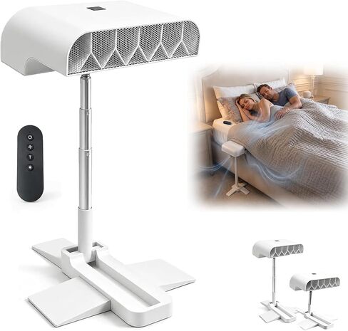 Bed Fan Under Sheets, Rechargeable Bed Cooling System (White) | With 5 Speeds and Remote, Adjustable Height Mattress Fans for Under Blankets, Fits all Mattress Heights in Kuwait