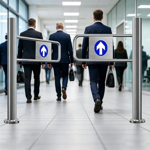 بوابة متأرجحة أوتوماتيكية من الفولاذ المقاوم للصدأ - باب ارتدادي للسوق والمستودعات ومتجر البيع بالتجزئة - مدخل للمشاة في اتجاه واحد 180 × 97 سم in Kuwait