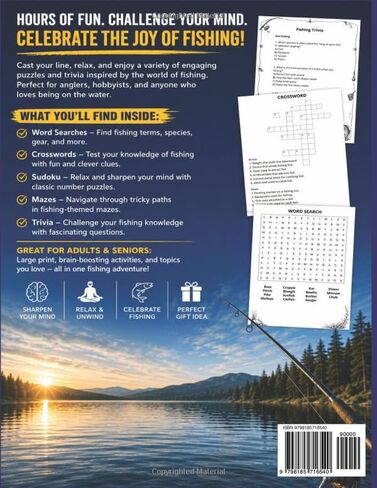 The Ultimate Fishing Activity Book for Adults & Seniors: Word Searches, Crosswords, Sudoku, Mazes and Trivia for Anglers, Fishermen and Fishing Enthusiasts (Puzzle Champions Series) in Kuwait