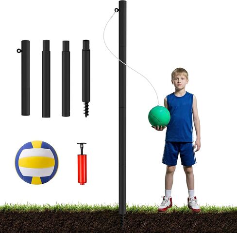 مجموعة Tetherball، عمود Tetherball قابل للتعديل بطول 12 قدمًا و2 كرة Tetherball مطاطية، مجموعة كرة Tetherball شديدة التحمل وحبل للعبة العائلية في الفناء الخلفي في الهواء الطلق in Kuwait