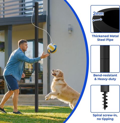 مجموعة Tetherball، عمود Tetherball قابل للتعديل بطول 12 قدمًا و2 كرة Tetherball مطاطية، مجموعة كرة Tetherball شديدة التحمل وحبل للعبة العائلية في الفناء الخلفي في الهواء الطلق in Kuwait