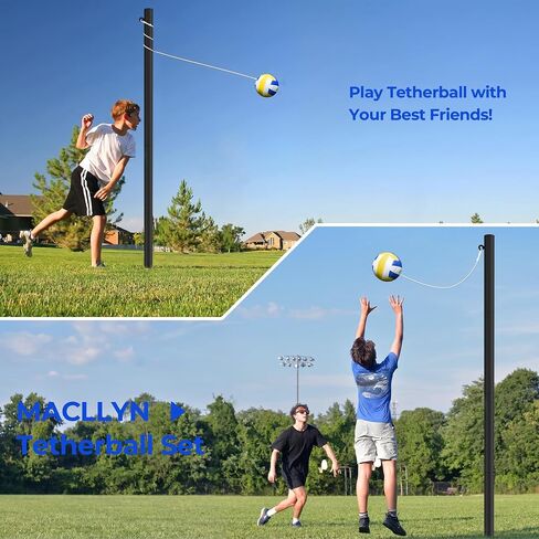 مجموعة Tetherball، عمود Tetherball قابل للتعديل بطول 12 قدمًا و2 كرة Tetherball مطاطية، مجموعة كرة Tetherball شديدة التحمل وحبل للعبة العائلية في الفناء الخلفي في الهواء الطلق in Kuwait