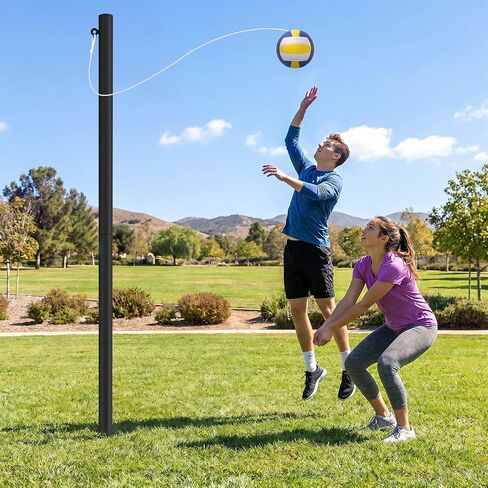مجموعة Tetherball، عمود Tetherball قابل للتعديل بطول 12 قدمًا و2 كرة Tetherball مطاطية، مجموعة كرة Tetherball شديدة التحمل وحبل للعبة العائلية في الفناء الخلفي في الهواء الطلق in Kuwait