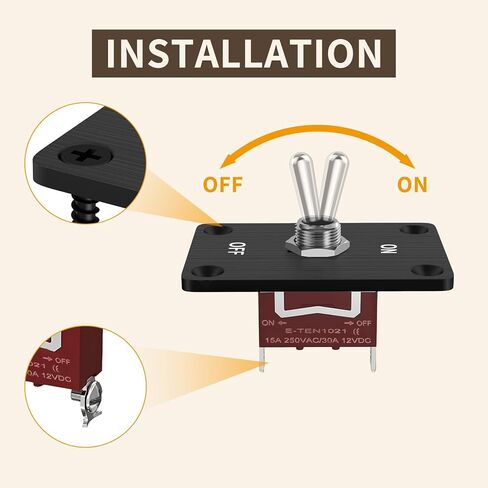 Momentary Toggle Switch 12V 2 Pin SPST ON/Off Way Waterproof Toggle Switch 30A with Mounting Panel for Boat Marine Auto Winch RV(Panel 2-pin) in Kuwait
