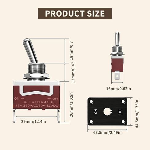 Momentary Toggle Switch 12V 2 Pin SPST ON/Off Way Waterproof Toggle Switch 30A with Mounting Panel for Boat Marine Auto Winch RV(Panel 2-pin) in Kuwait
