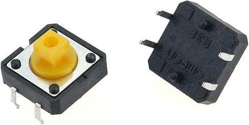 B3F-4055 Tactile Microswitches, Red, 12x12x7.3mm, 10pcs | 4-Pin SMD, Square Buttons, 5pcs with Locking Pin (Option A), 5pcs without Pin (Option B), For PCBs in Kuwait