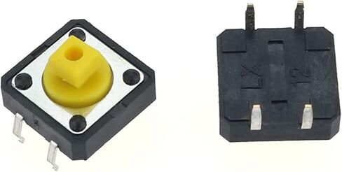 B3F-4055 Tactile Microswitches, Red, 12x12x7.3mm, 10pcs | 4-Pin SMD, Square Buttons, 5pcs with Locking Pin (Option A), 5pcs without Pin (Option B), For PCBs in Kuwait