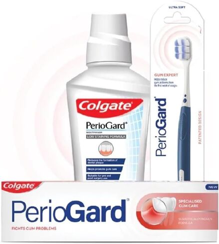 Colgate Peppermint Ice PerioGard Gum Protection Toothpaste 90g and MouthWash 250ml with Perioguard Toothbrush (Complete Oral Care) in Kuwait
