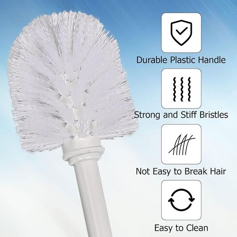 Topsky Toilet Brush,1 Pack Compact Toilet Brush & Holder Set,Plastic Round Barrel Loo Brush with 1 Replacement Toilet Brush Head,Durable for Bathroom Toilet,White in Kuwait