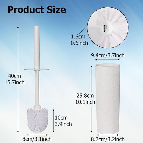 Topsky Toilet Brush,1 Pack Compact Toilet Brush & Holder Set,Plastic Round Barrel Loo Brush with 1 Replacement Toilet Brush Head,Durable for Bathroom Toilet,White in Kuwait