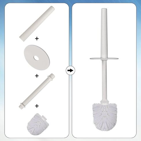 Topsky Toilet Brush,1 Pack Compact Toilet Brush & Holder Set,Plastic Round Barrel Loo Brush with 1 Replacement Toilet Brush Head,Durable for Bathroom Toilet,White in Kuwait