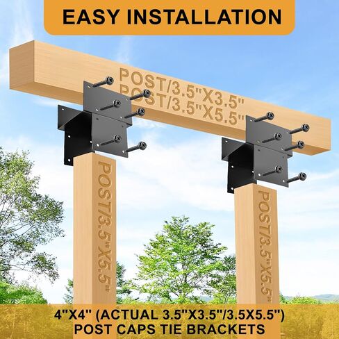 2 حزمة 4 × 4 بوصة (فعلية 3.5 بوصة × 3.5 بوصة) دعامة ربط أغطية المشاركات، دعامة دعم شعاع الخشب من الفولاذ المقاوم للصدأ، دعامات توصيل العريشة من الفولاذ المجلفن للخدمة الشاقة لـ Ggazebos وأسطح الفناء والشرفات in Kuwait