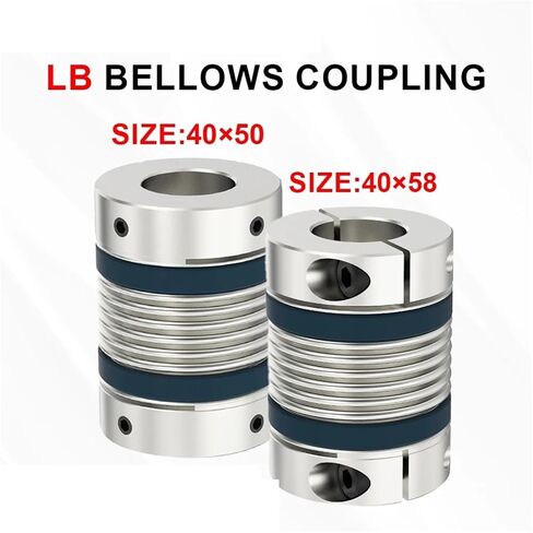 LB D40L50/58 8 * 8/8 * 9/8 * 10 Bellows Flexible Motor Coupler Aluminium High Elasticity Universal Joint 1Pcs(LB-B-D40L58-20X20) in Kuwait