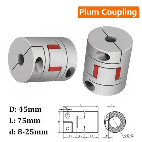 D45L75 Flexible Clamp Motorcoupler Shaft Size Jaw Coupling 10/12/14/15/16/17/18mm-25mm 1Pcs(12x20mm) in Kuwait