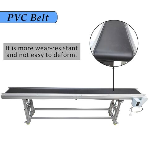 TECHTONGDA PVC حزام سير ناقل مسطح 118 بوصة طول 11.8 بوصة عرض قابل للتعديل الارتفاع والسرعة 27.1-35 بوصة 13.12-65.62 قدم / دقيقة 110 فولت / 120 وات in Kuwait