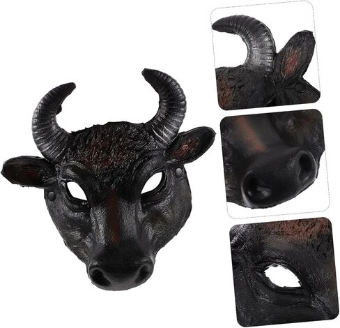 Homoyoyo Bull Mask زي نصف وجه لقناع الحيوانات من البولي يوريثان للحفلات التنكرية والأحداث التنكرية، تصميم جذاب للارتداء ومغامرات الملهى الليلي in Kuwait